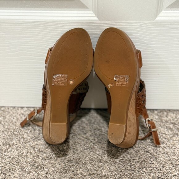 Antonio Melani Ellodie Brown Leather Wedges Size 7 - Picture 5 of 5